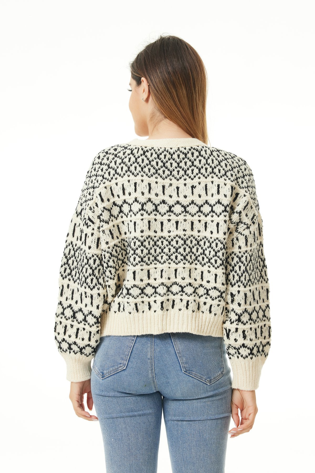 Ivory Mosaic - Buttoned Cardigan