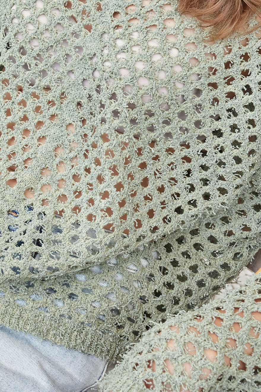 Olive Mesh - Crochet Pullover